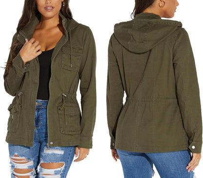 Womens Camouflage Shacket Jacket Coats Fashion Fall Long Sleeve Zipper Canvas Camo Jackets with Pockets