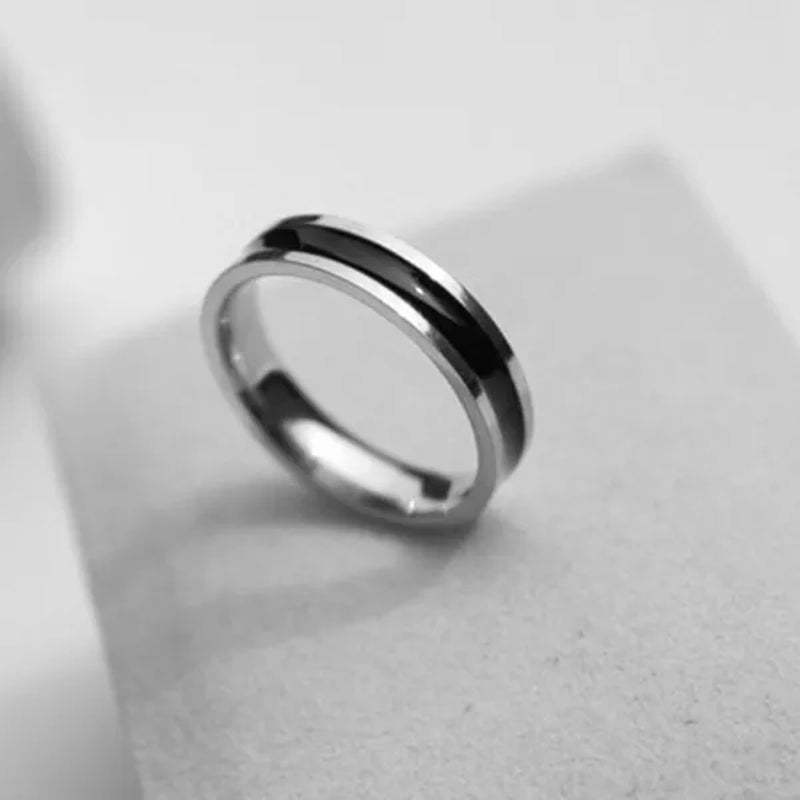 Rose Gold Color White Black Charm Ring Woman Man Wedding Jewelry Stainless Steel Ring(4-10)