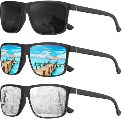 Polarized Sunglasses for Men and Women, Mens Sun Glasses with UV Protection for Driving Fishing Golf (3 Packs)