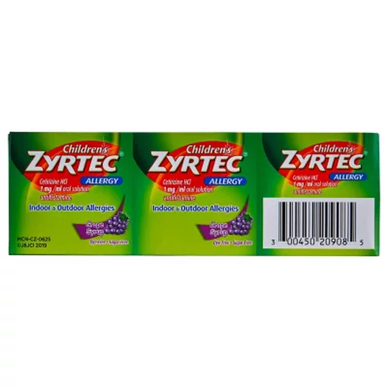 Children'S Zyrtec Antihistamine Allergy Liquid, Grape 4 Fl. Oz., 3 Pk.