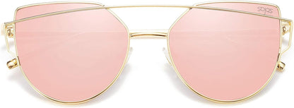 Cat Eye Sunglasses for Women Fashion Designer Style Mirrored Lenses