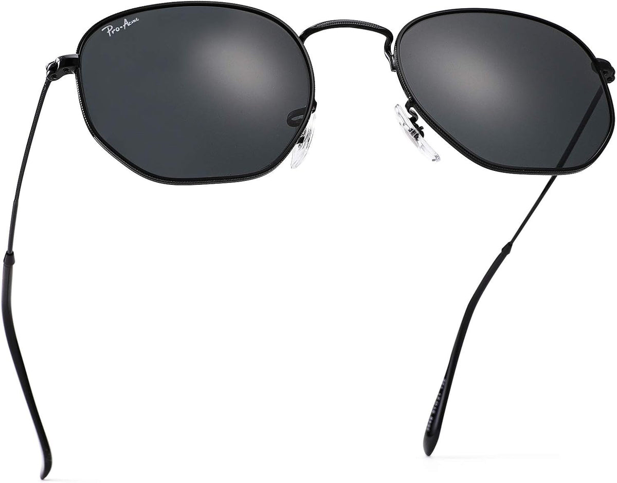 Small Square Sunglasses for Women Men 100% Real Glass Lens Hexagonal Frame