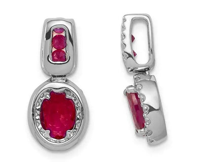 1.15 Carat (ctw) Natural Ruby Drop Pendant Necklace in 14K White Gold with Diamonds and Chain