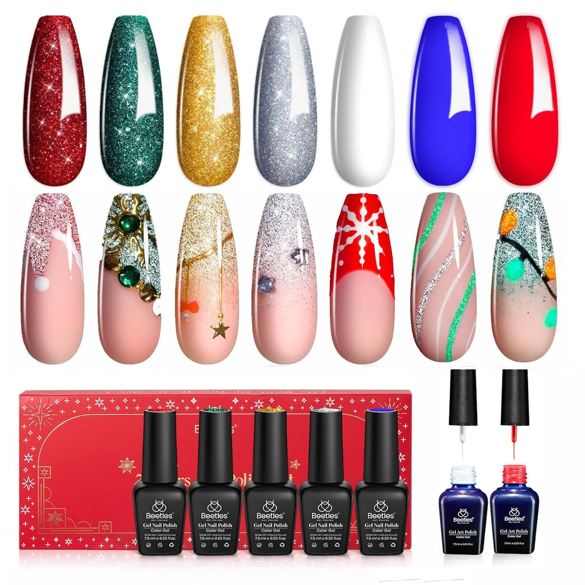 Beetles Gel Nail Polish, 6 Colors Nude Pink Rose Red Milky White Gel Polish, Sweetheart Candies Collection Soak Off UV LED Nail Lamp Light Nails Spring Summer Easter Gel Nail
