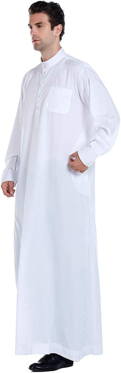 Men'S Muslim Clothes Durable Kaftan Robe Dubai Long Gown Ethnic Clothes,1Pc Soft Robe