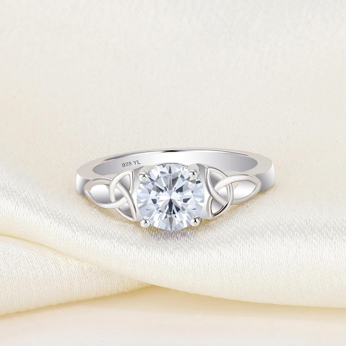 Celtic Knot Rings for Women 925 Sterling Silver Birthstones 18K White Gold Plated Statement Rings