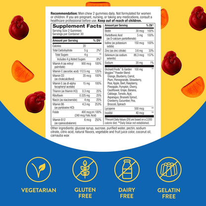 Alive! Men'S Daily Gummy Multivitamin, Supports Energy Metabolism*, Muscle Function*, B-Vitamins, Superfood Antioxidants, Gluten-Free, Vegetarian, Fruit Flavored, 60 Gummies