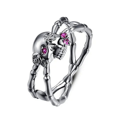 Fashion Simple Retro Punk Style Gothic Skull Rings For women Cocktail Ring Skeleton Knuckle Jewelry Size5 6 7 8 9