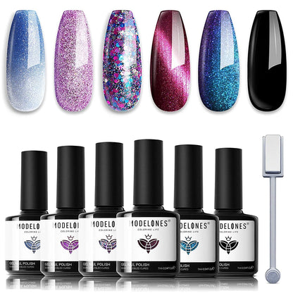 Gel Nail Polish Set, 6 Colors Easter Pastel Gel Polish Set with Nail Art Liner Brush, Soft Pink White Light Purple Blue Green Nude Spring Painting Nail Gel Polish Kit Mani DIY Salon Gifts