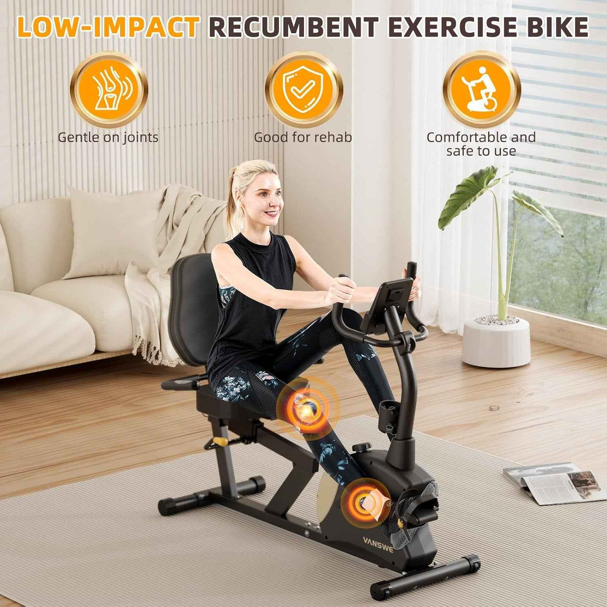 Recumbent Exercise Bike for Adults Seniors - Recumbent Bikes for Home with Magnetic Resistance, Bluetooth and App Connectivity, Pulse Sensor