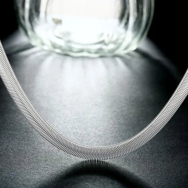 6Mm 925 Sterling Silver Flat Snake Bone Chain Necklace