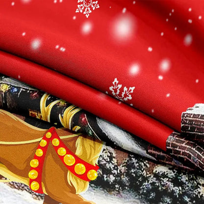 3Pcs/Set Christmas Duvet Cover Pillowcase Set,Christmas Holiday Decorative Comforter Cover Set Red with Christmas Reindeer and Snowflake Patterns Pillowcase (Quilt, pillow heart not included)