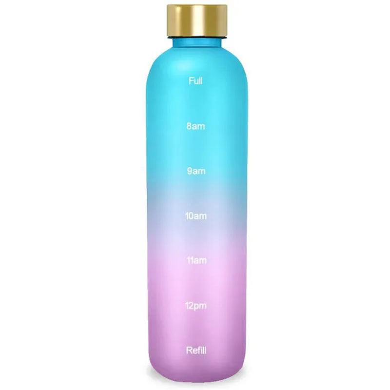 Water Bottle with Time Marker, 32oz Motivational Water Bottle, Reusable Spill-Proof Frosted Plastic Water Bottle for Gym, Sports, Travel, Fitness, School and Work