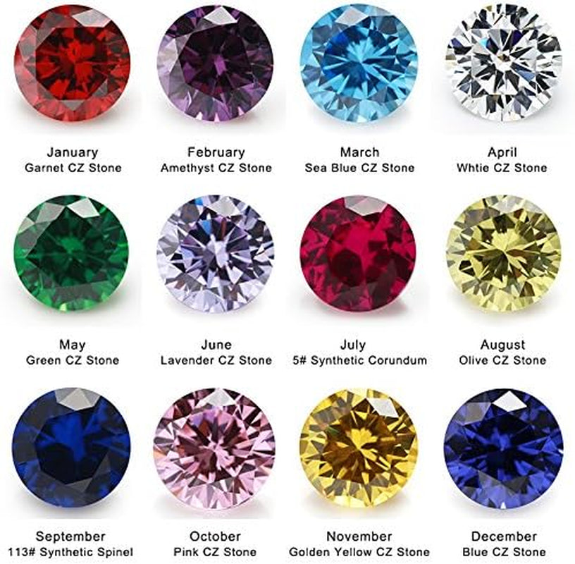 12Pcs Birthday Stone 1Pcs per Color round Loose Cubic Zirconia Stones Synthetic Ruby Synthetic Spinel