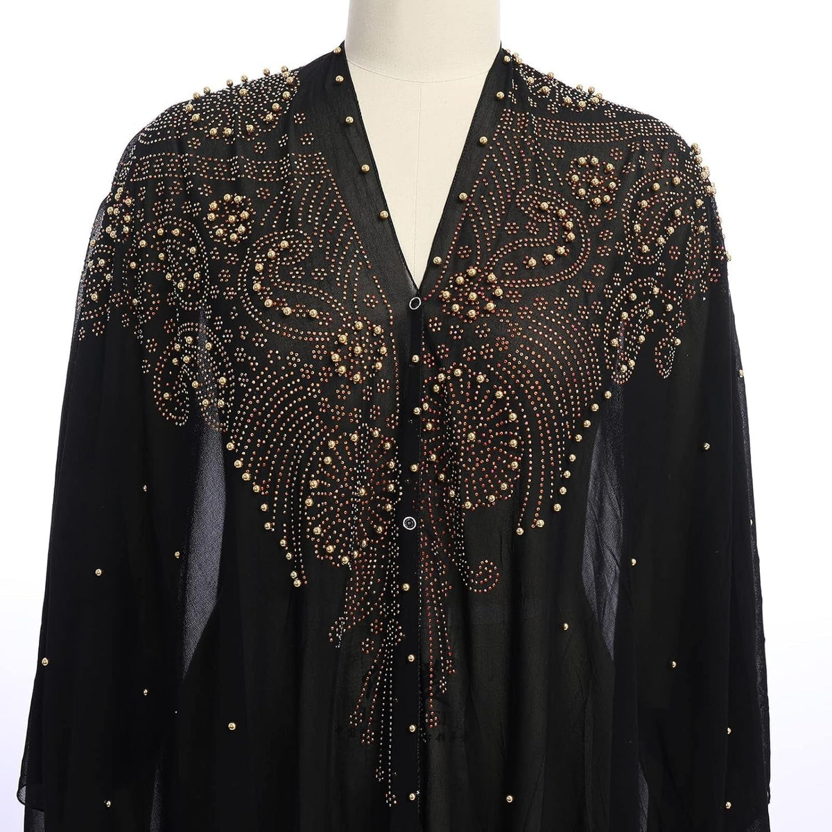 Muslim Dress for Women Loose Batwing Sleeved Hooded Beaded Embroidery Long Abaya Dress Kaftan Abayas Islamic Robe