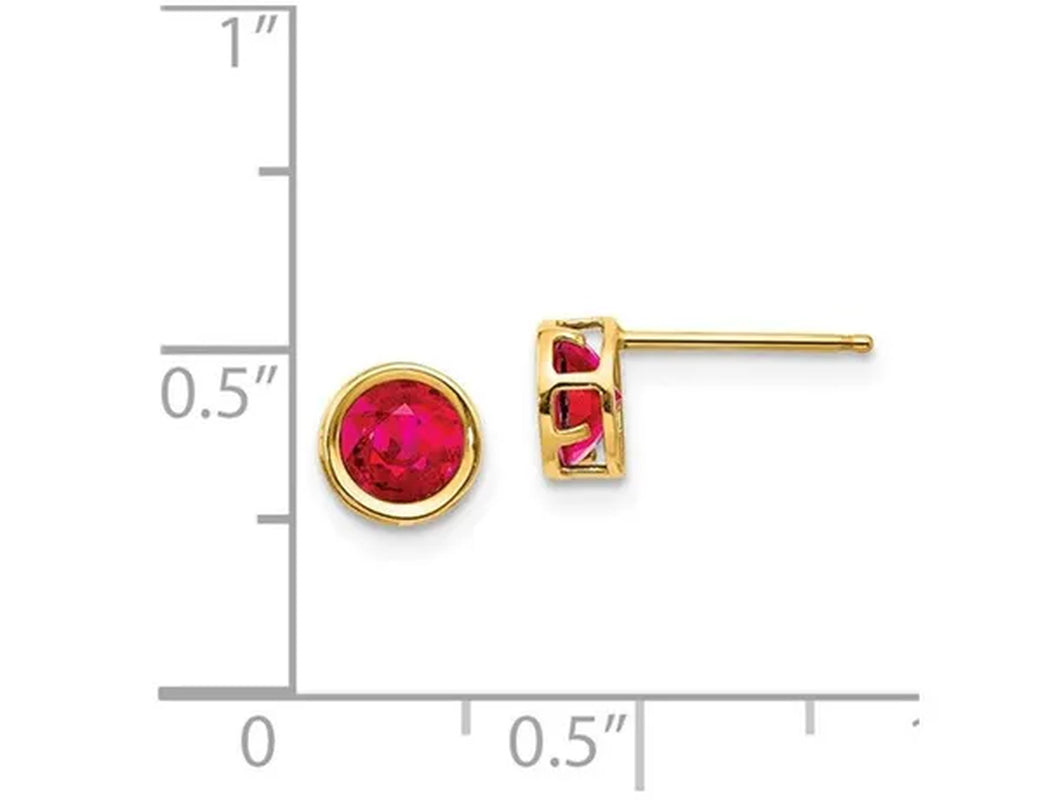Natural Red Ruby 1.40 Carat (ctw) Stud Earrings in 14K Yellow Gold