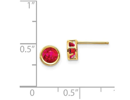 Natural Red Ruby 1.40 Carat (ctw) Stud Earrings in 14K Yellow Gold