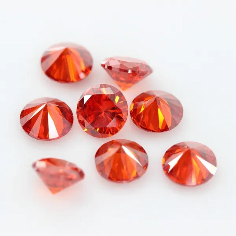 Orange Cubic Zirconia round Shape Brilliant Cut Loose CZ Stone Synthetic Gems for Jewelry