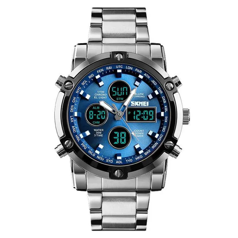 Fashion SKMEI 1389 Top Luxury Brand Stainless Steel Strap Wrist Watch Sport Countdown Watches