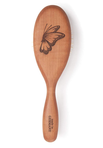 Desert Breeze Natural Wood Bristle Hair Brush, Gentle Scalp Massage, Pear Wood Handle, Made in Germany, for All Hair Types, Rounded Wooden Pins, Anti-Static