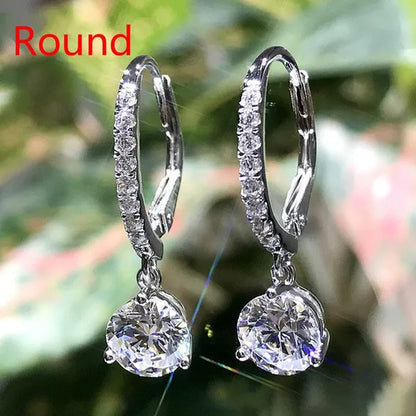 Gorgeous 925 Sterling Silver Diamond Engagement Bridal Wedding Dangle Earring for Women Pendant Earring Anniversary Gift Jewelry