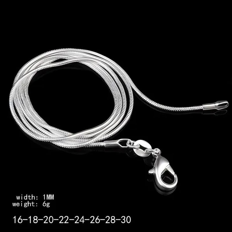 Silver 1MM Snake Bone Unisex Chains Necklace 16"-30"