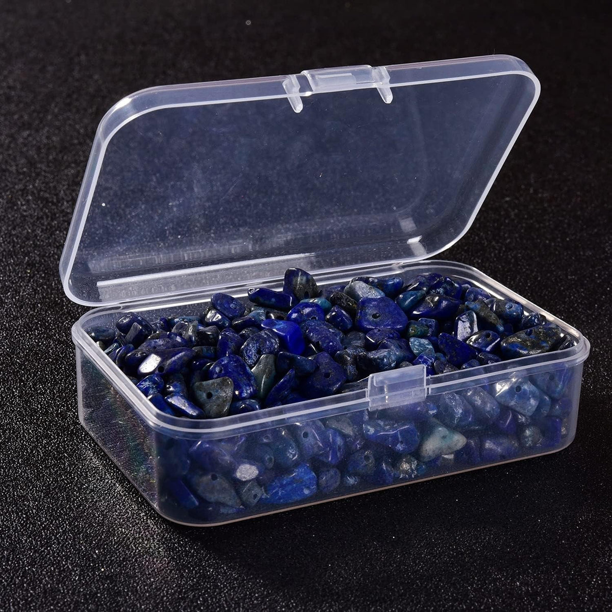 450Pcs 5-8Mm Natural Blue Lapis Lazuli Tumbled Chip Stone Beads Bulk Irregular Shaped Drilled Loose Gemstones Beads with Box for DIY Jewelry Making