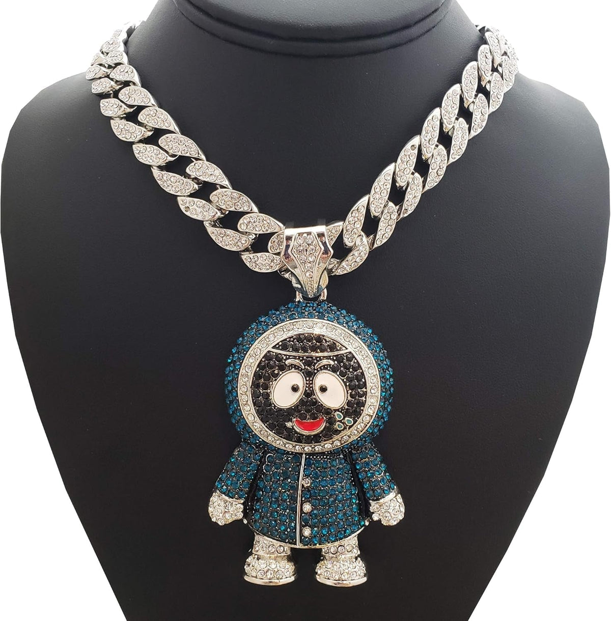 Hip Hop Iced Large BRICK SQUAD ESKIMO Pendant & 18" 1 ROW Tennis Choker Chain Necklace