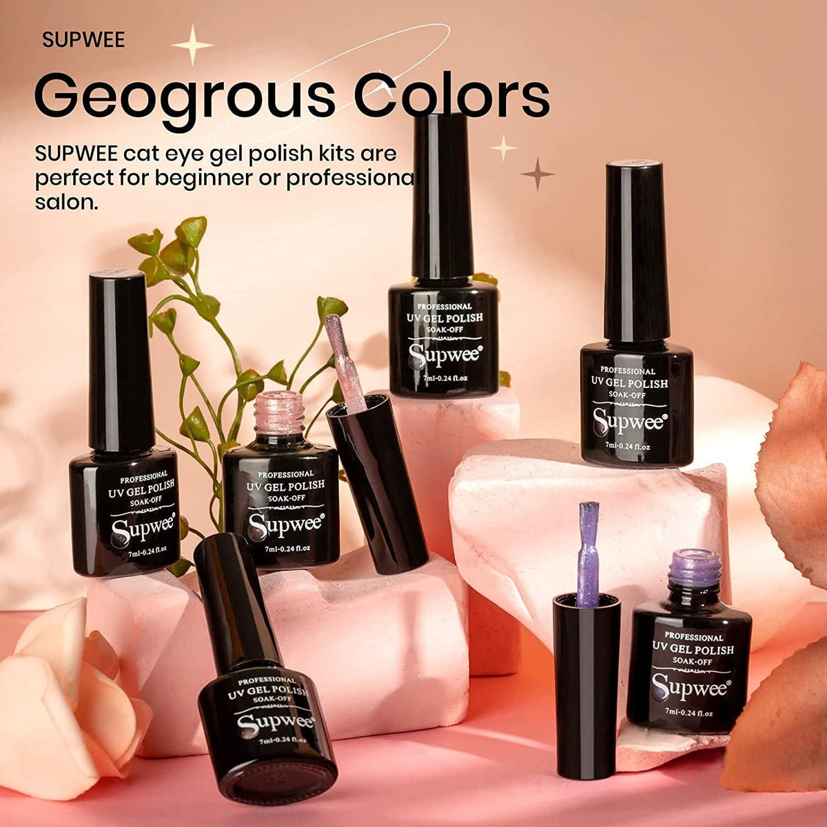Magnetic Cat Eye Gel Nail Polish Set, 12 Colors 9D Cateye Nail Gel Polish Holographic Glitter Magnetic Gel Polish Soak Off Lamp Gel Nail Art Manicure Kit
