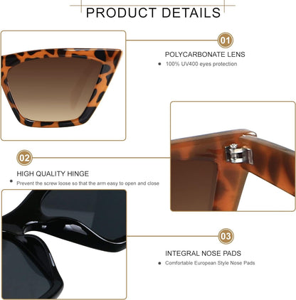Cat Eye Sunglasses for Women Polarized Cateye Frames Fashion Vintage Square Classic Retro Sun Glasses