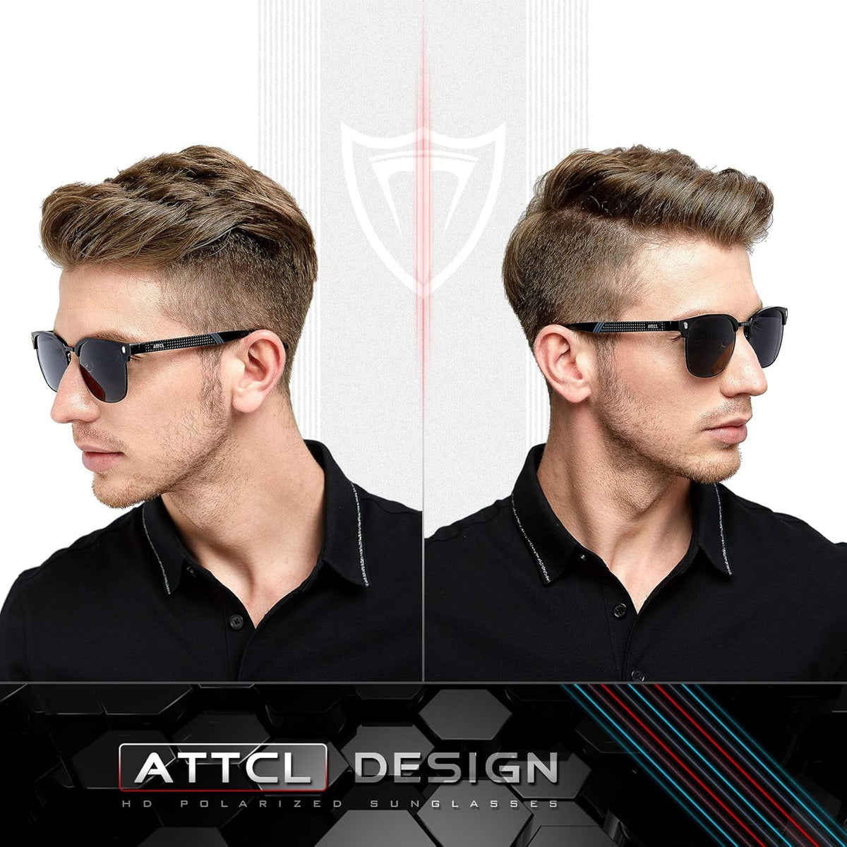 Men'S Driving Polarized Rimless Sunglasses Al-Mg Metal Frame Ultra Light
