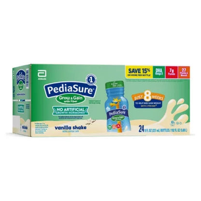 Pediasure Grow and Gain Nutritional Shake with Fiber for Kids, Vanilla, 8 Fl. Oz., 24 Pk.