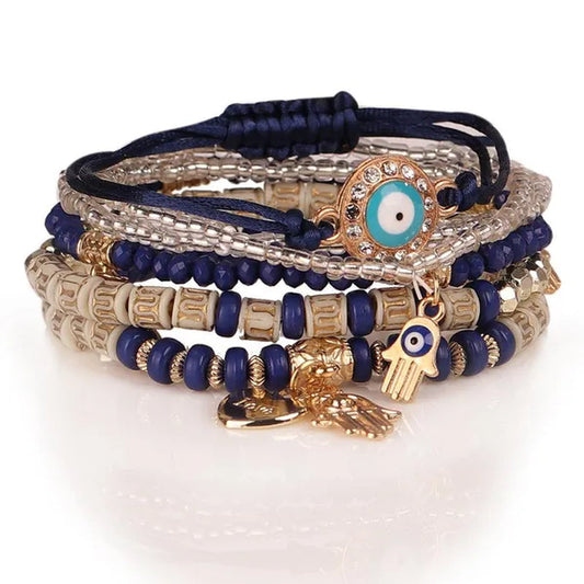 Hand Decoration European and American Handmade Beading Fashion Eyes Rice Bead Temperament Multi-layer Bracelet