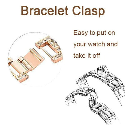 Compatible with Apple Watch Bands 44mm 42mm 40mm 38mm for iWatch Strap Series 6/SE/5/4/3/2/1 Replacement Metal Wristband Bling Diamond Band