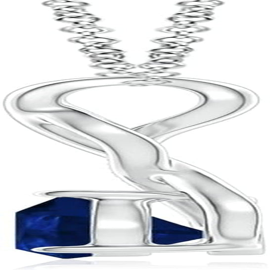 Natural 0.75 Carat Blue Sapphire Infinity Pendant Necklace for Women with Diamonds in 14K White Gold with 18 Inch Chain - September Birthstone Jewelry Gift
