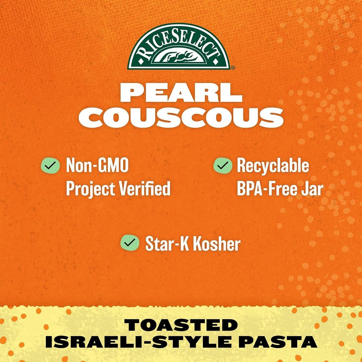 Pearl Couscous, Israeli-Style Wheat Couscous Pasta, Non-Gmo, 24.5-Ounce Jar, (Pack of 1)