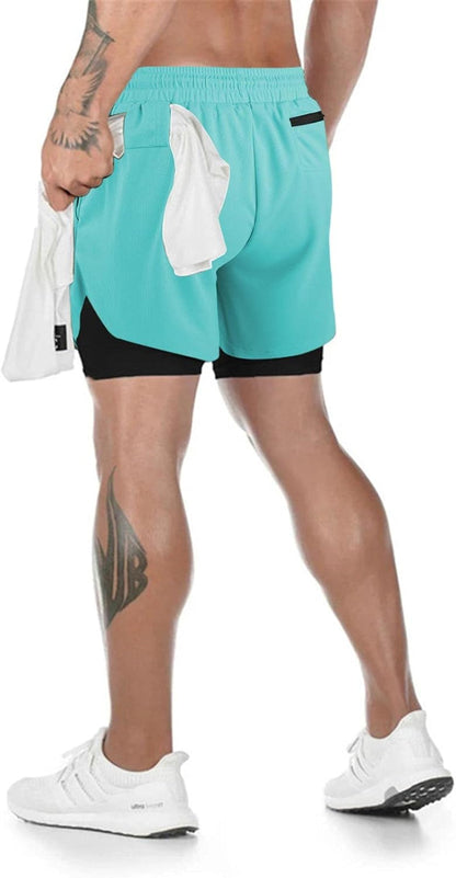 Mens Running Shorts，Workout Running Shorts for Men，2-In-1 Stealth Shorts，7-Inch Gym Yoga Outdoor Sports Shorts