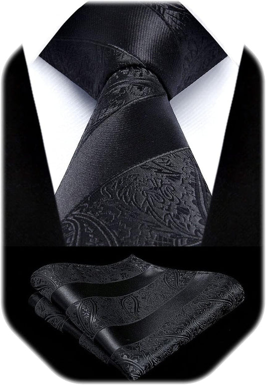 Paisley Ties for Men Solid Tie Handkerchief Floral Men'S Necktie & Pocket Square Set Wedding Classic Mens Ties