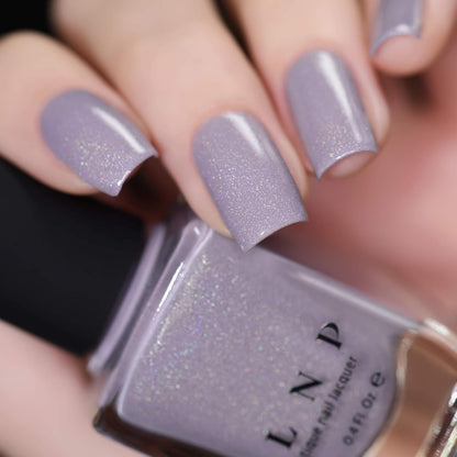 ILNP ASAP - Soft Lavender Blue Neutral Nail Polish, Subtle Holographic, Chip Resistant, 7-Free, Non-Toxic, Vegan, Cruelty Free, 12Ml