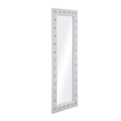 White 22 In. W X 63 In. H Modern Crystal Tufted Rectangle Framed Leaning Mirror