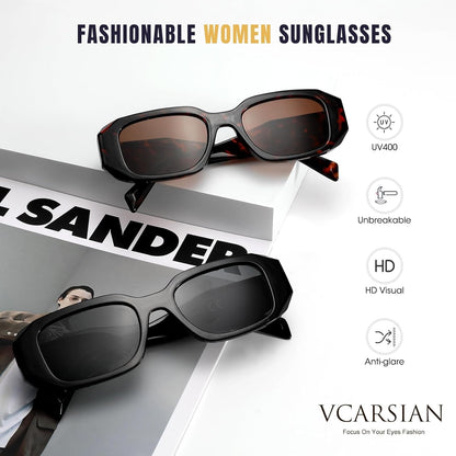 Trendy Rectangle Sunglasses for Women Men,Y2K Vintage Retro 90s Aesthetic Cool Driving Sunglasses