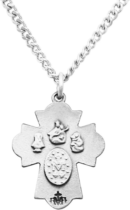 Small Religious Four Way Cross Pendant Necklace 18"