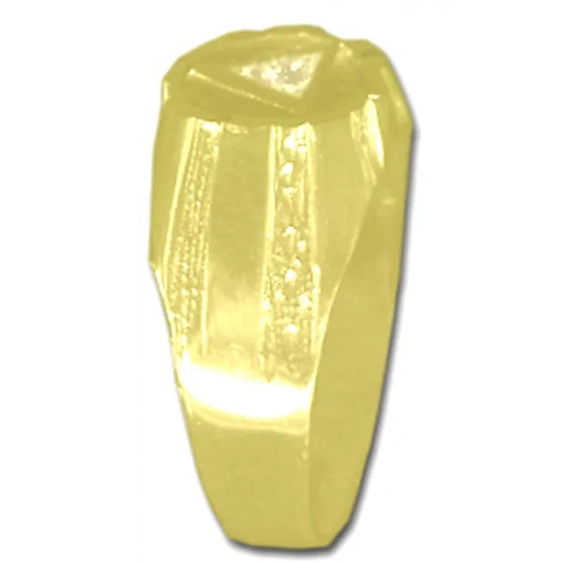 Style #608-8, 14k Gold, AA Symbol Mens Signet Style Ring with 1-10pt. Diamond in the center of the Triangle