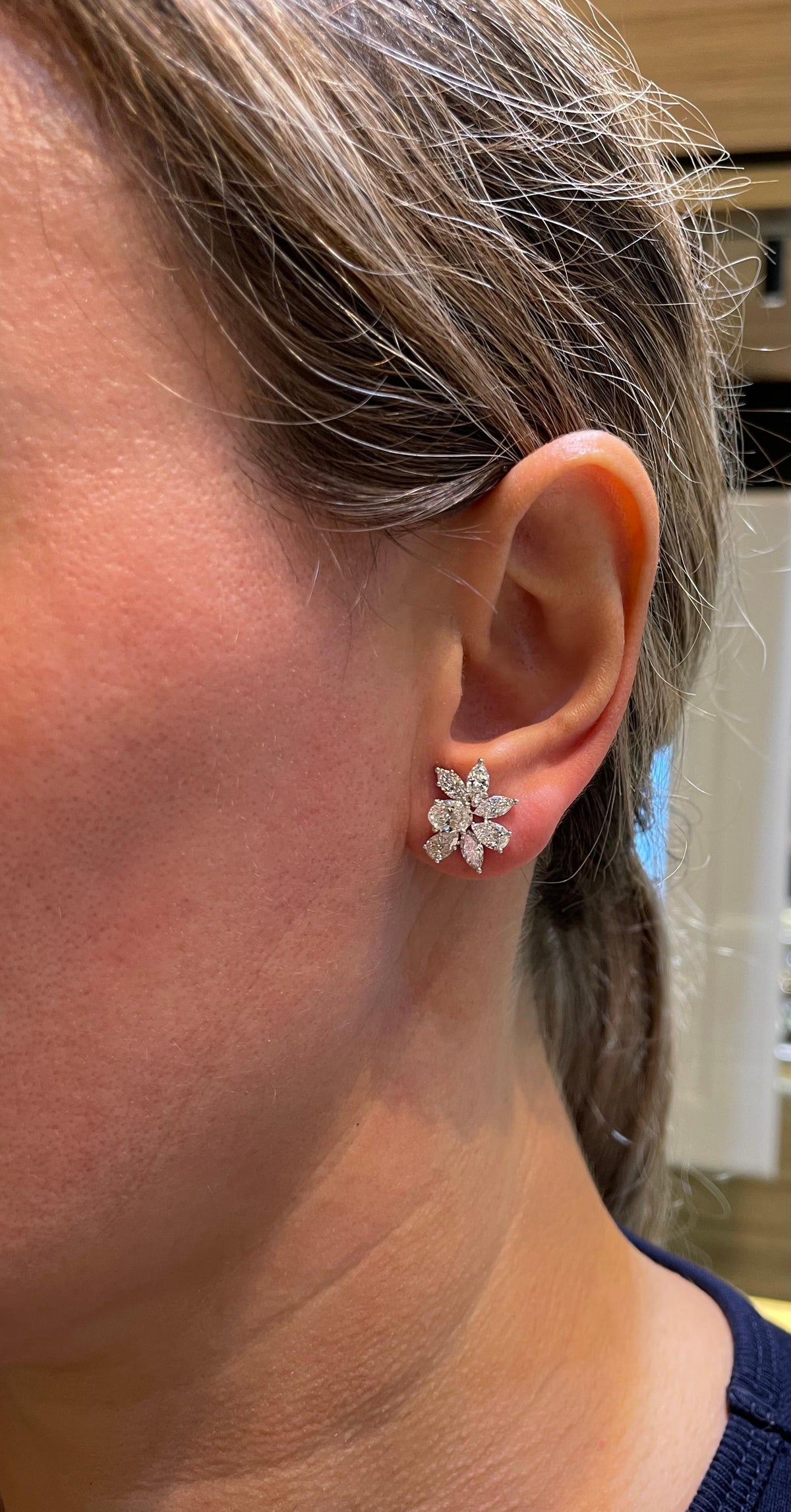 Diamond Scene 3.85ct Diamond Cluster 18k White Gold Stud Earrings