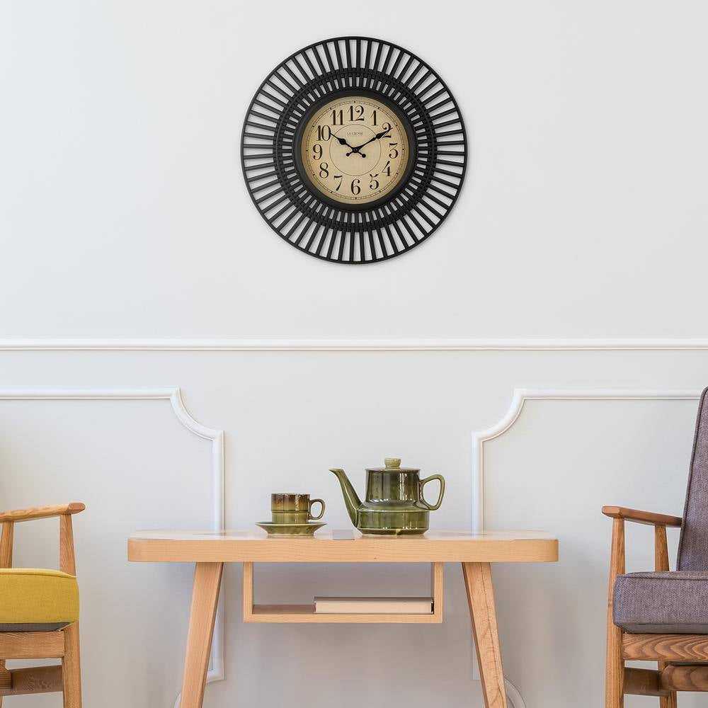 20 In. Covington Black Quartz Analog Wall Clock