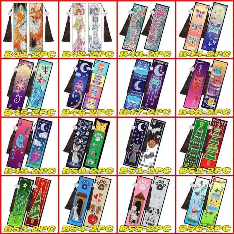 100 Styles DIY Butterfly Flower Diamond Painting Tassel Leather Bookmark 5D Fashion Cross Stitch Craft Christmas Gift @#A11