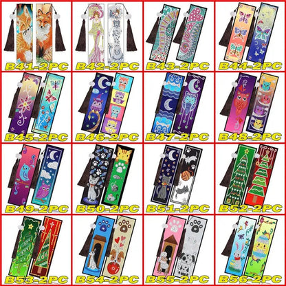 100 Styles DIY Butterfly Flower Diamond Painting Tassel Leather Bookmark 5D Fashion Cross Stitch Craft Christmas Gift @#A11