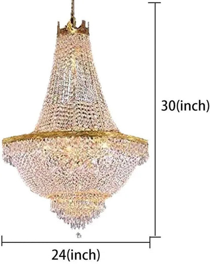 Gold 110V French Empire Crystal Gold Chandelier Lighting, Hanging Crystal Chandelier