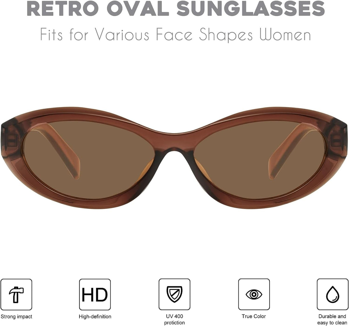 Retro Oval Sunglasses for Women Vintage 90s Cat Eye Narrow Skinny Sunnies MS52372