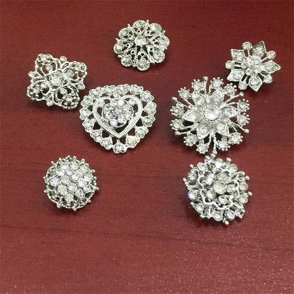 24Pcs Lot Rhinestone Crystal Flower Brooches Pin Set